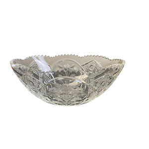 American Brilliant Period Dorflinger Cut Glass Console Bowl Star Rose Pattern